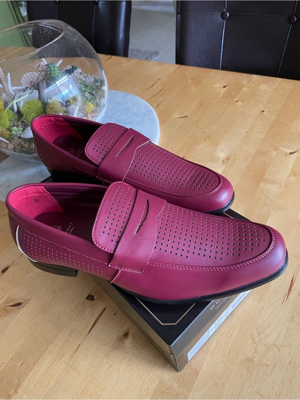 Men's Perforated Wine Slip-On Loafers